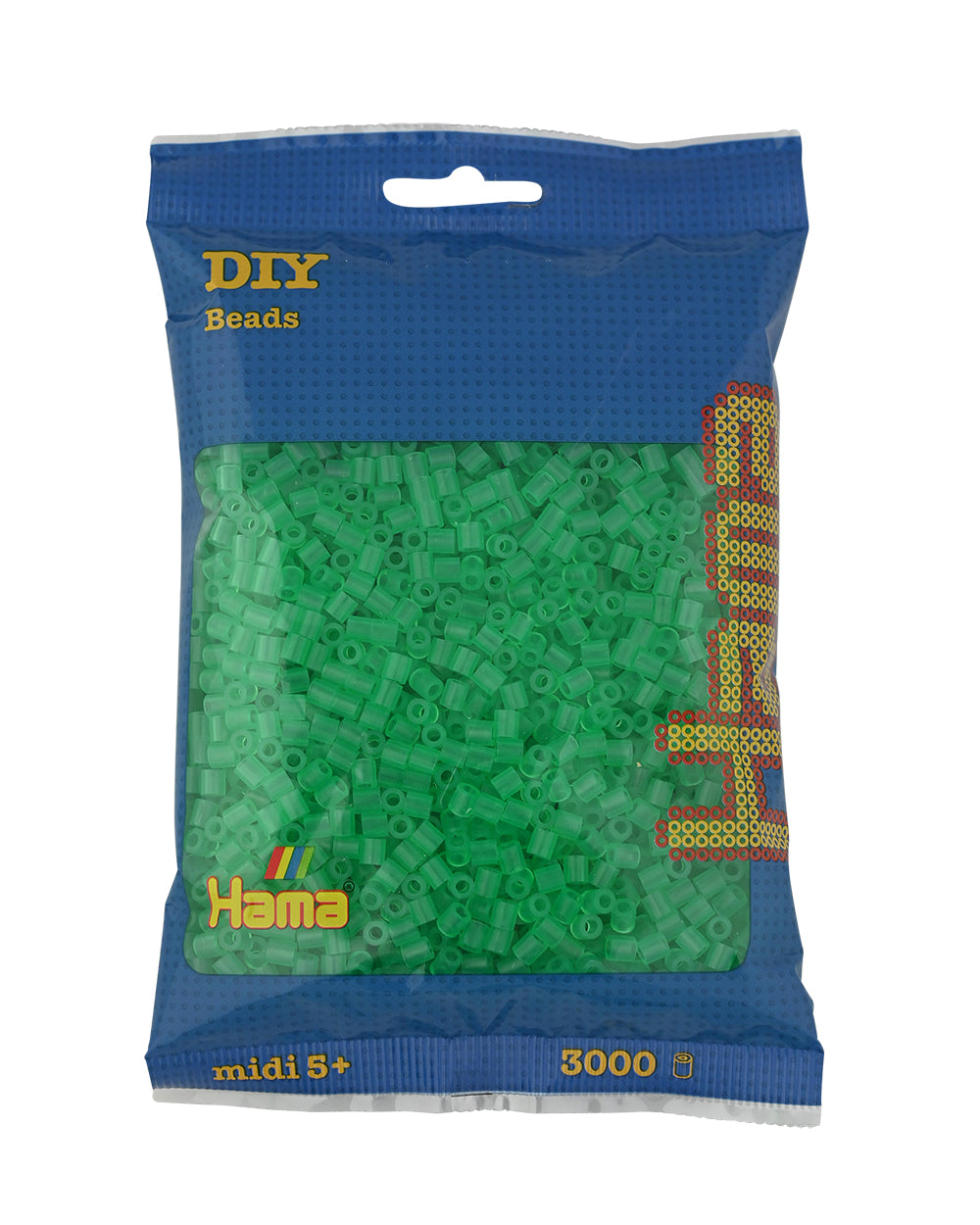 Hama midi verde translúcido 3000 piezas