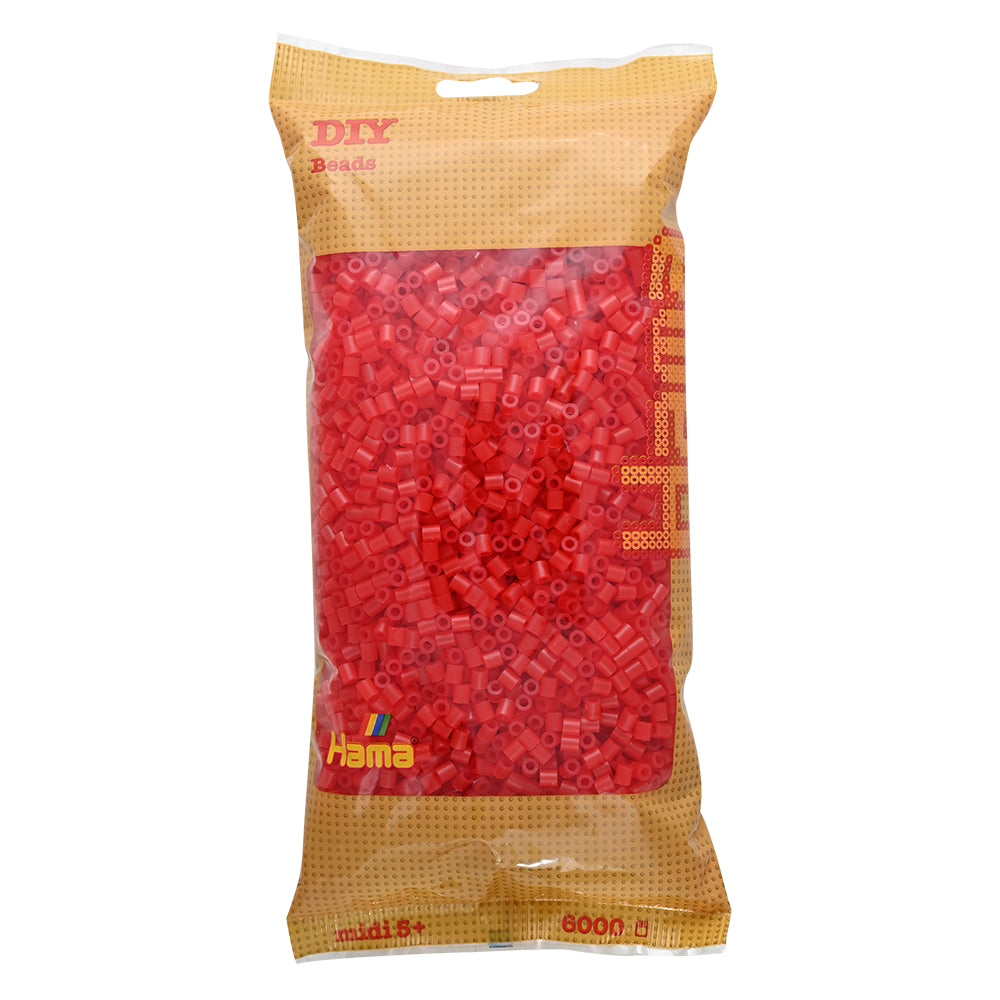 Hama midi rojo translúcido 6000 piezas